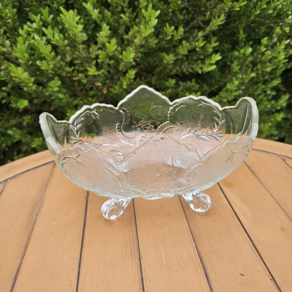 Vintage Jeanette Glass Co. Lombardi Oval Footed Decorative Bowl